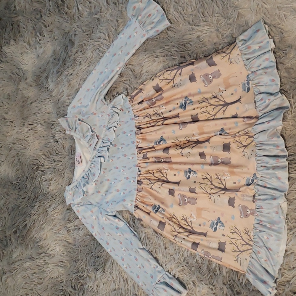 Pete and Lucy woodland long sleeve dress 5 Girls Nwt